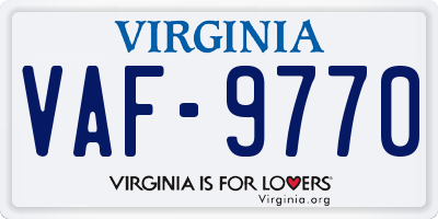 VA license plate VAF9770