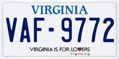 VA license plate VAF9772