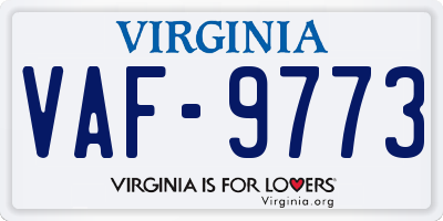 VA license plate VAF9773