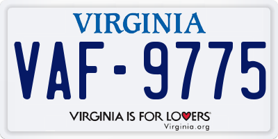 VA license plate VAF9775