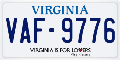VA license plate VAF9776
