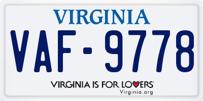 VA license plate VAF9778