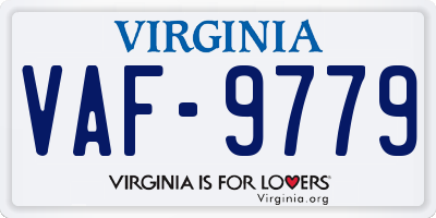 VA license plate VAF9779