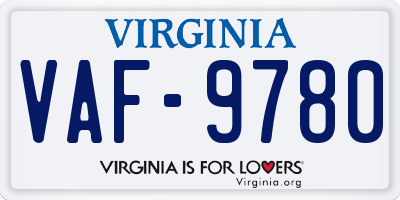 VA license plate VAF9780