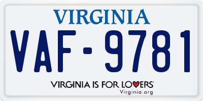 VA license plate VAF9781