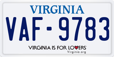 VA license plate VAF9783
