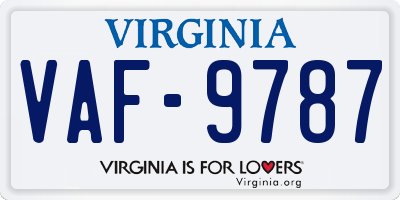 VA license plate VAF9787