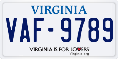 VA license plate VAF9789