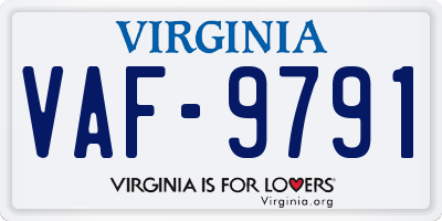 VA license plate VAF9791