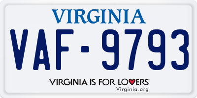 VA license plate VAF9793