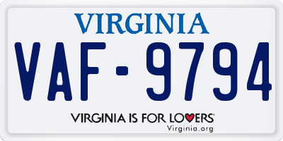 VA license plate VAF9794