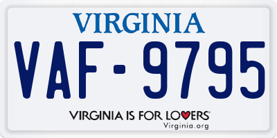 VA license plate VAF9795