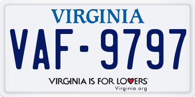 VA license plate VAF9797