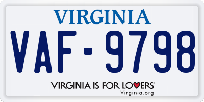 VA license plate VAF9798
