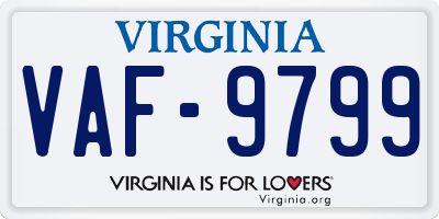 VA license plate VAF9799