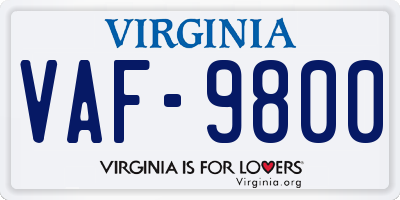 VA license plate VAF9800