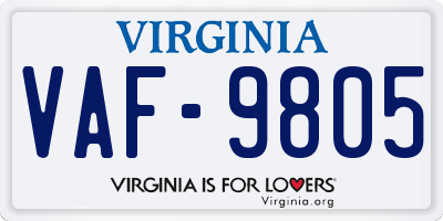 VA license plate VAF9805