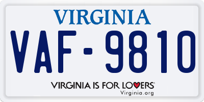 VA license plate VAF9810