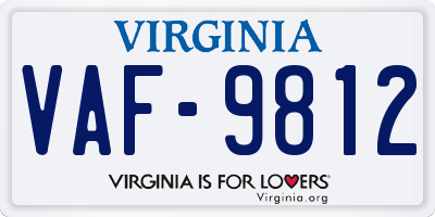 VA license plate VAF9812