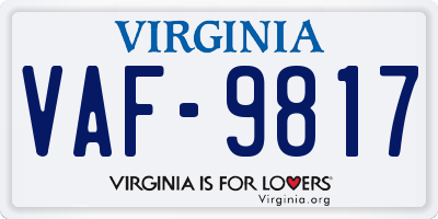 VA license plate VAF9817