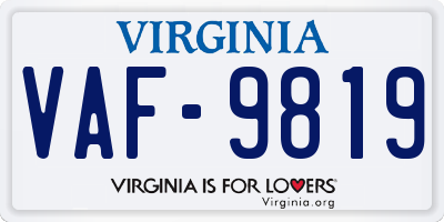 VA license plate VAF9819