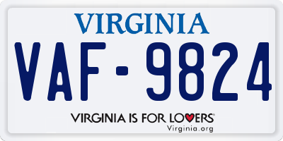 VA license plate VAF9824