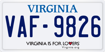 VA license plate VAF9826