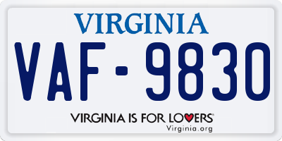 VA license plate VAF9830
