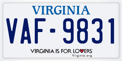 VA license plate VAF9831