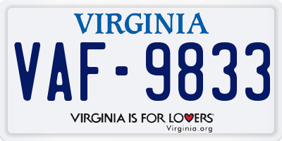 VA license plate VAF9833