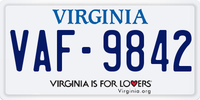 VA license plate VAF9842