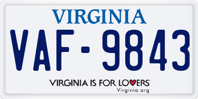 VA license plate VAF9843