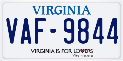 VA license plate VAF9844