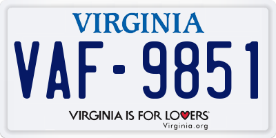 VA license plate VAF9851