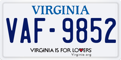 VA license plate VAF9852