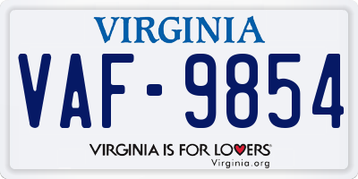 VA license plate VAF9854