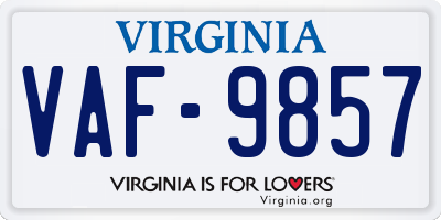 VA license plate VAF9857