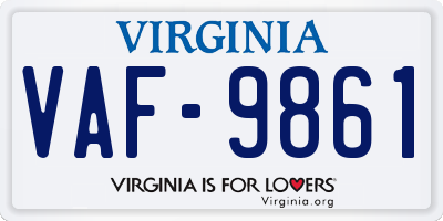 VA license plate VAF9861