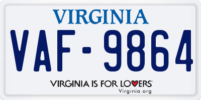 VA license plate VAF9864