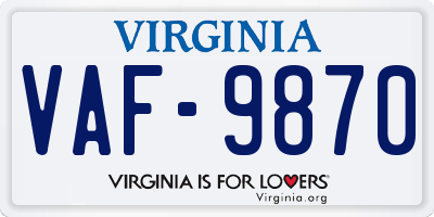 VA license plate VAF9870