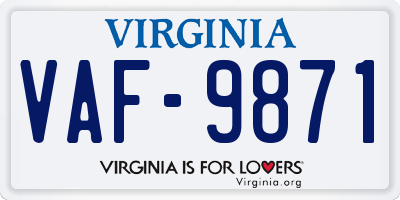 VA license plate VAF9871