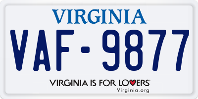 VA license plate VAF9877