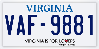 VA license plate VAF9881