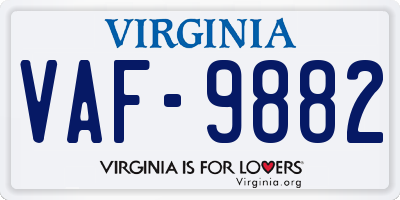 VA license plate VAF9882