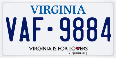 VA license plate VAF9884