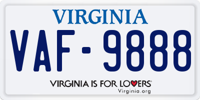 VA license plate VAF9888