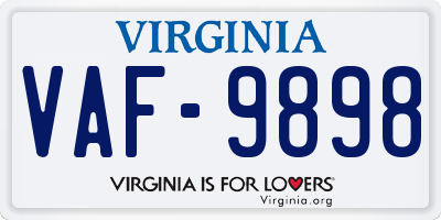 VA license plate VAF9898
