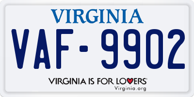 VA license plate VAF9902
