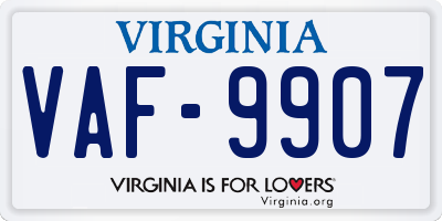 VA license plate VAF9907