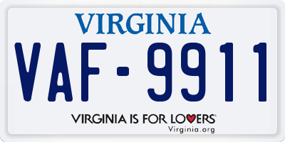 VA license plate VAF9911